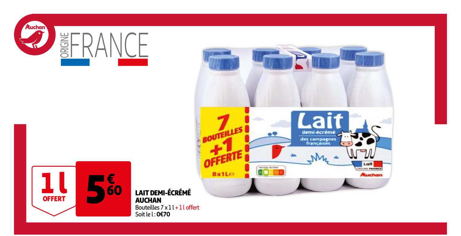 lait demi-écrémé auchan