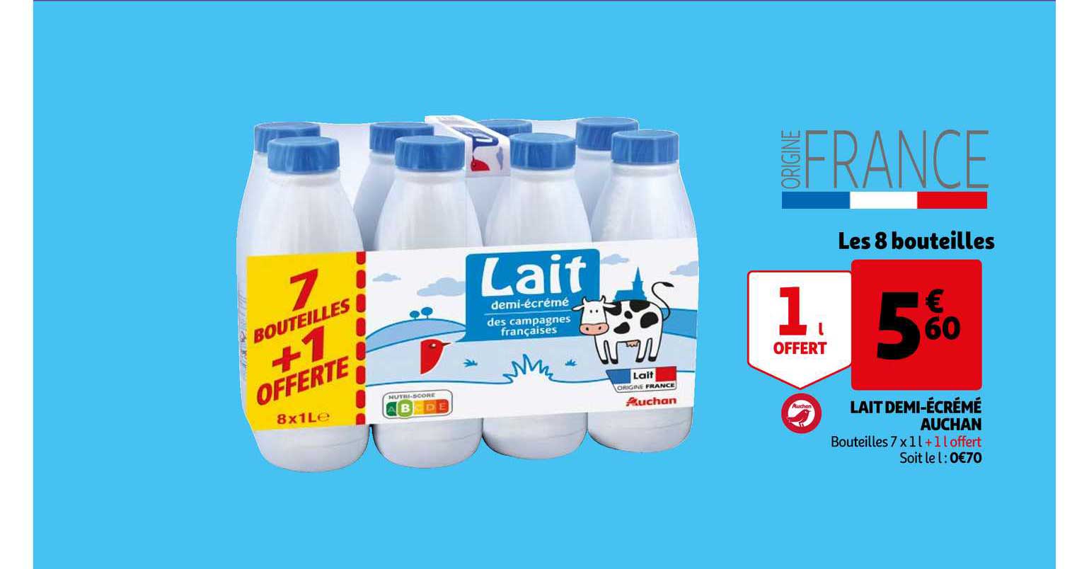 lait demi-écrémé auchan