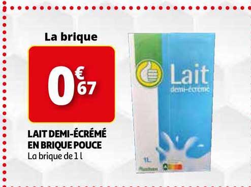 lait demi-écrémé en brique pouce