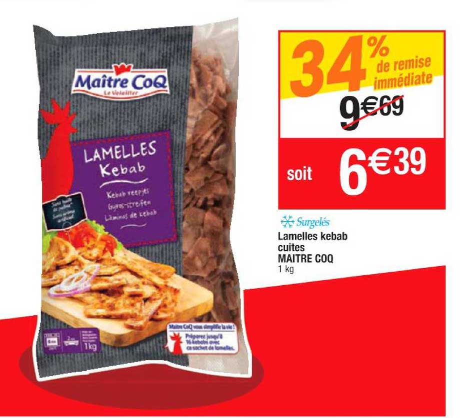 lamelles kebab cuites maître coq