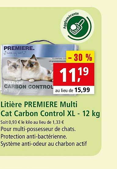 litière premiere multi cat carbon control xl