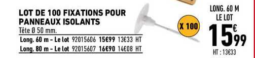 lot de 100 fixations pour panneaux isolants