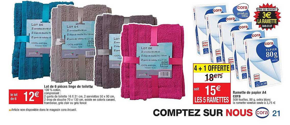lot de 6 pièces linge de toilette gentle