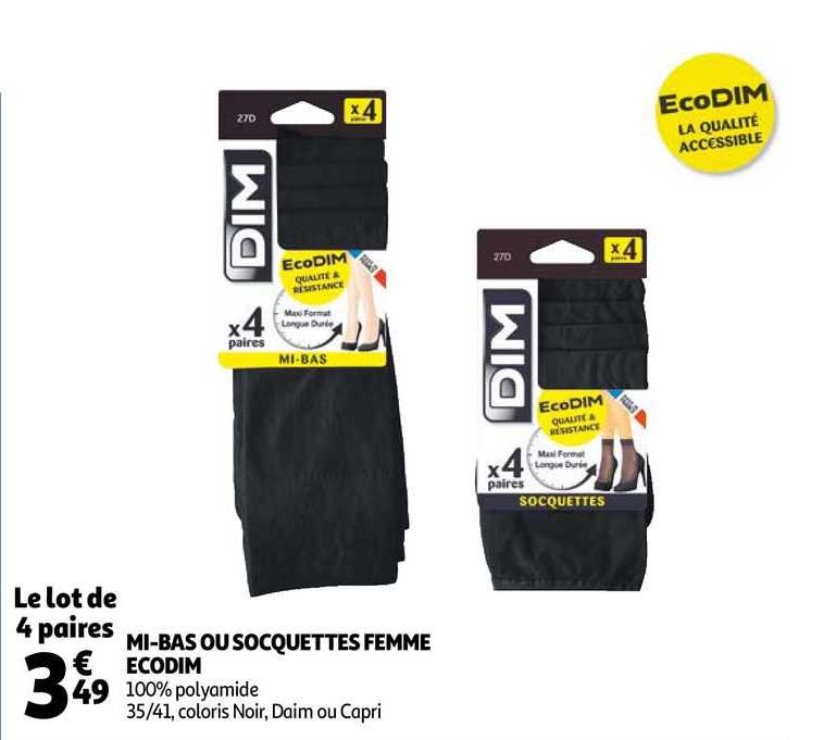 mi-bas ou socquettes femme ecodim