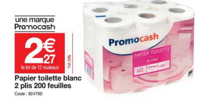 papier toilette blanc 2 plis 200 feuilles