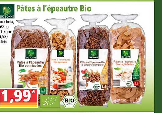 pâtes à l'épeautre bio bio sonne
