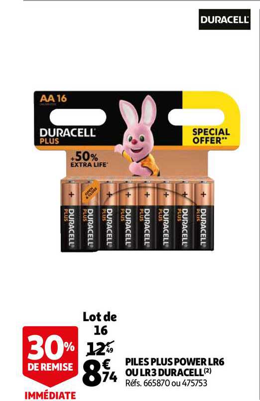piles plus power lr6 ou lr3 duracell