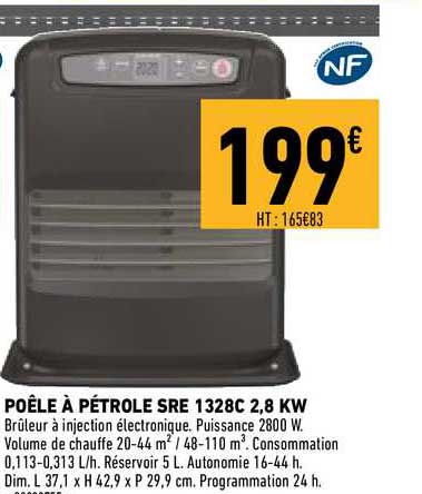 poêle à pétrole sre 1328c 2.8 kw