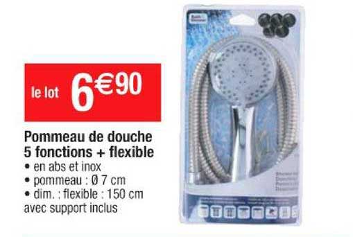 pommeau de douche 5 fonctions + flexible