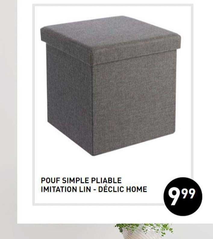 pouf simple pliable imitation lin - déclic home