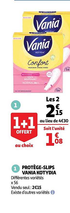 protège slips vania kotydia 1+1 offert au choix