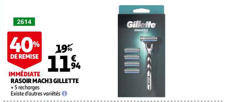 rasoir mach3 gillette 40% de remise immédiate