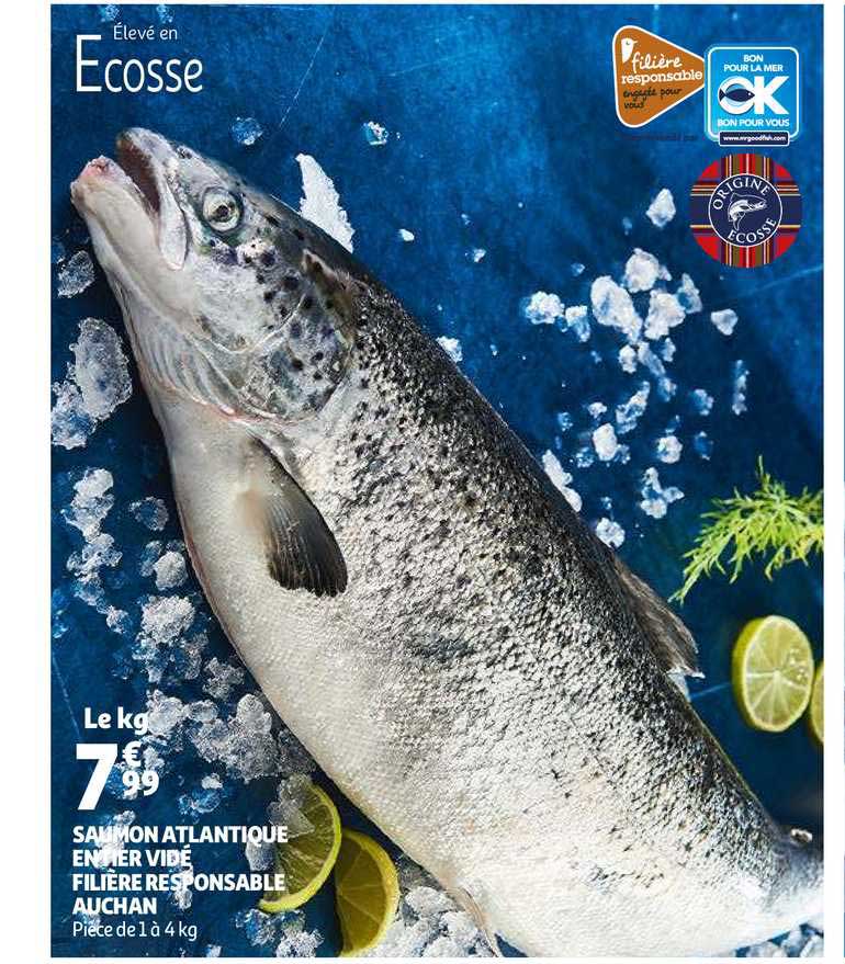 Saumon Atlantique Entier Vidé Filière Responsable Auchan