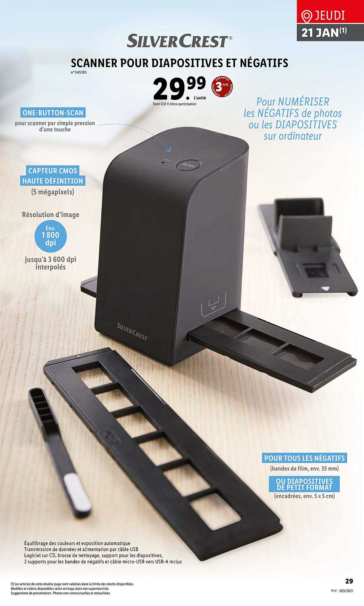 scanner pour diapositives et négatifs silver crest