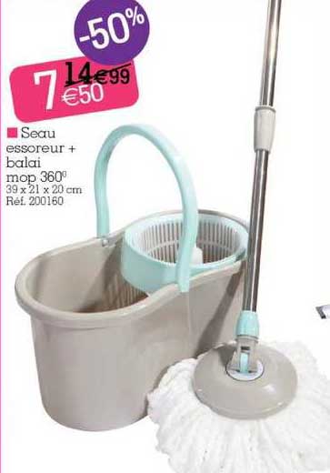 seau essoreur + balai mop 360°
