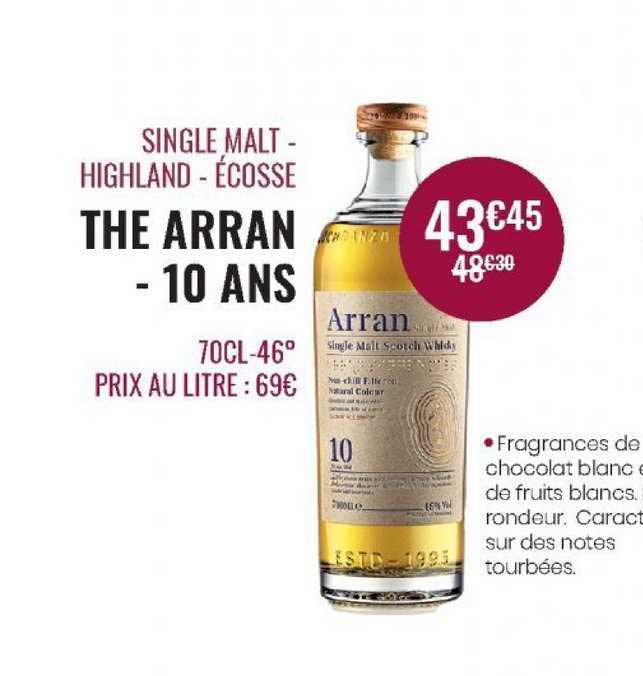 single malt - highland - écosse the arran - 10 ans