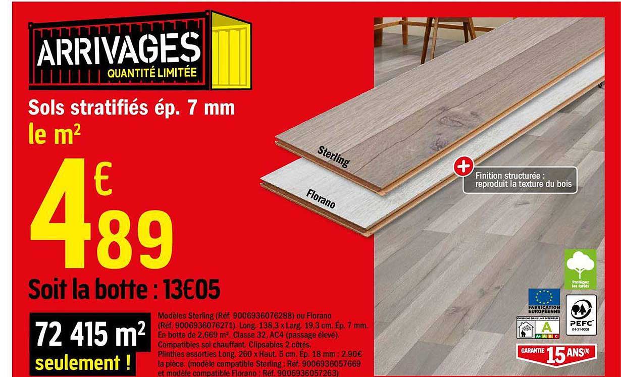 sols stratifiés ép. 7 mm