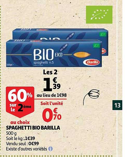 Spaghetti Bio Barilla 60% Sur Le 2ème Au Choix