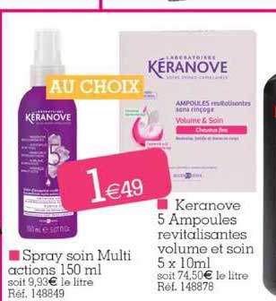 spray soin multi actions keranove 5 ampoules revitalisantes volume et soin