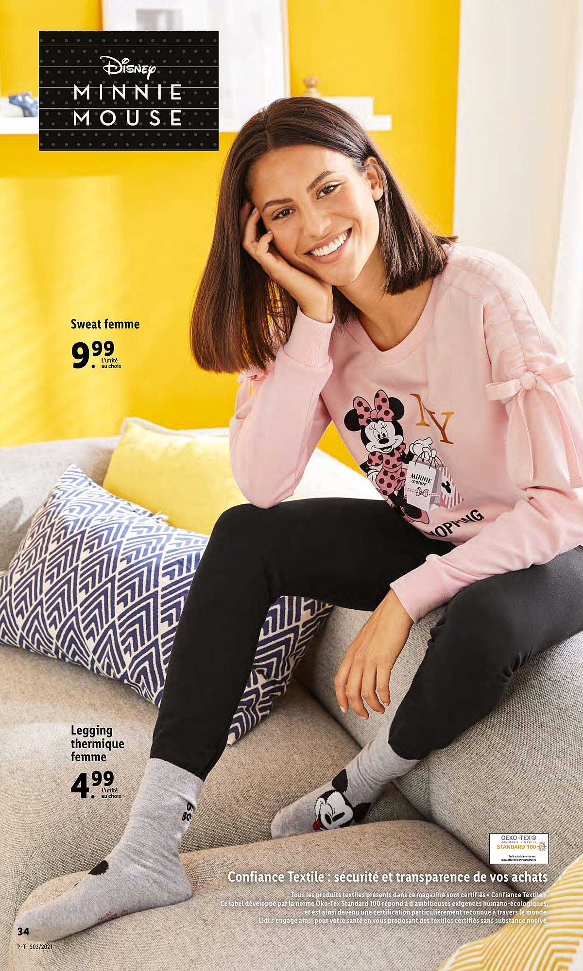 Sweat Femme, Legging Thermique Femme Disney Minnie Mouse