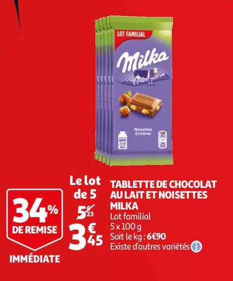 Tablette De Chocolat Au Lait Et Noisettes Milka