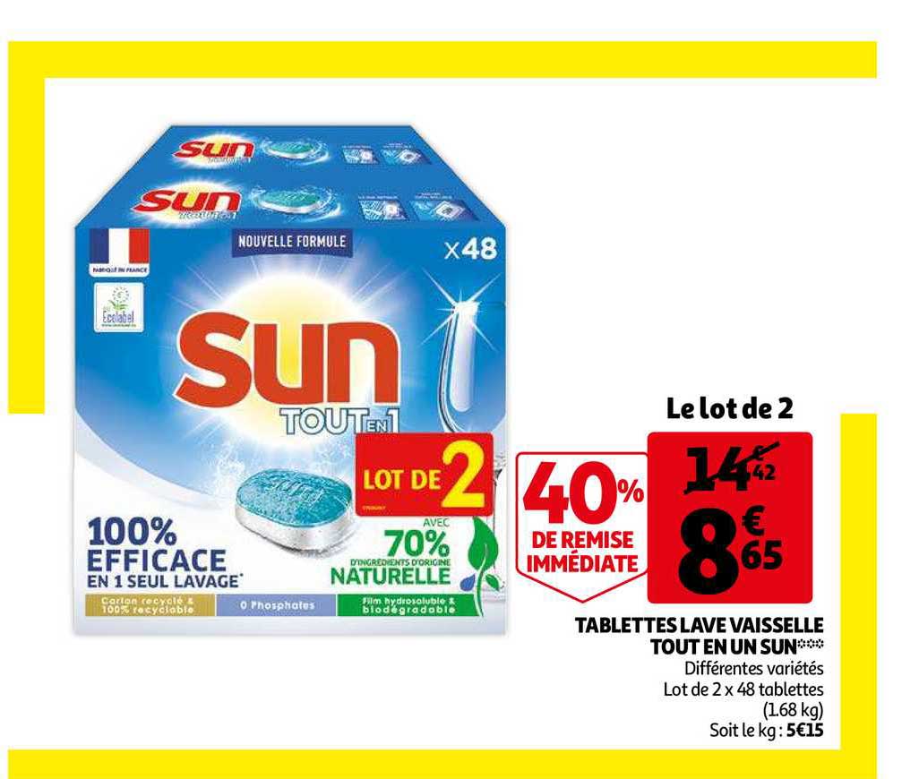 tablettes lave vaisselle tout en un sun