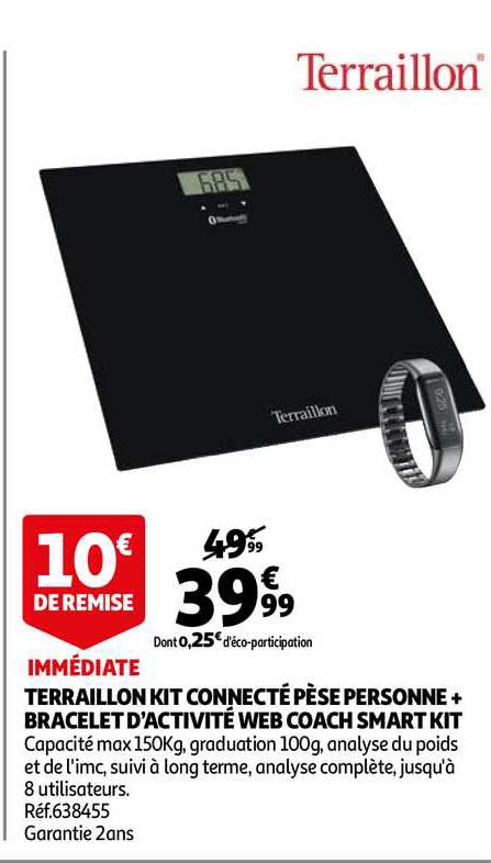 terraillon kit connecté pèse personne + bracelet d'activité web coach smart kit