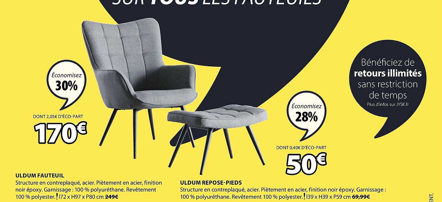 uldum fauteuil, uldum repose-pieds