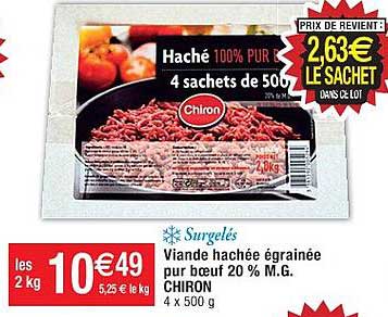 viande hachée égrainée pur bœuf 20% m.g. chiron