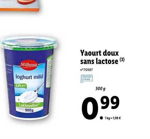 yaourt doux sans lactose
