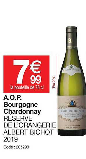 a.o.p. bourgogne chardonnay réserve de l'orangerie albert bichot 2019