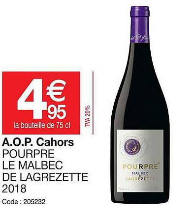 a.o.p. cahors pourpre le malbec de lagrezette 2018