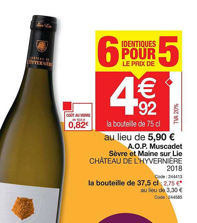 a.o.p. muscadet sèvre et maine esur lie château de l'hyvernière 2018