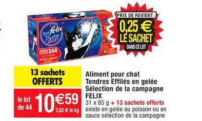 aliment pour chat tendres effilés en gelée sélection de la campagne felix