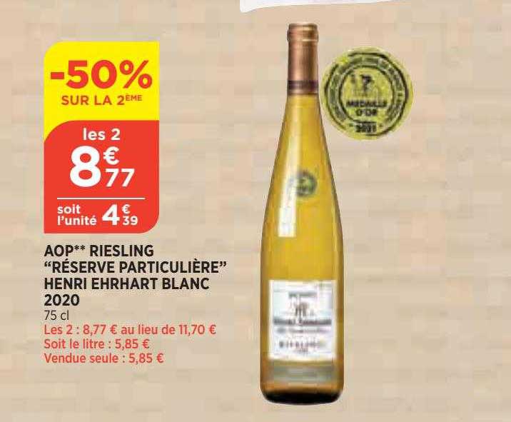 Aop Riesling "réserve Particulière" Henri Ehrhart Blanc 2020