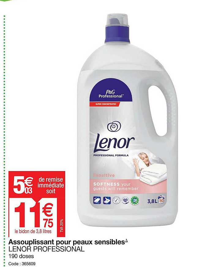 assouplissant pour peaux sensibles lenor professional