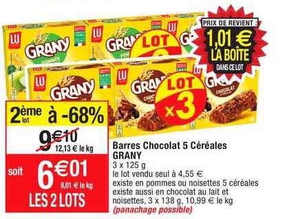 barres chocolat 5 céréales grany