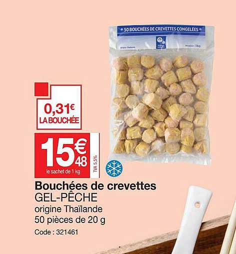 bouchées de crevettes gel-pêche