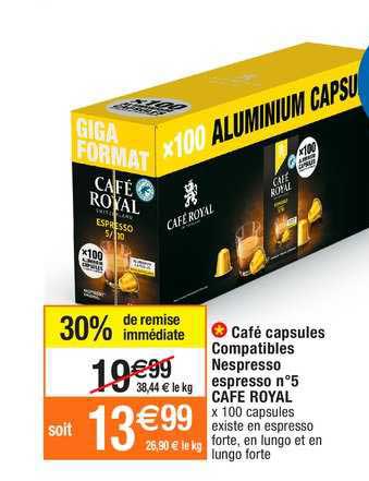 café capsules compatibles nespesso espresso n°5 café royal