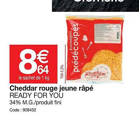 cheddar rouge jeune râpé ready for you