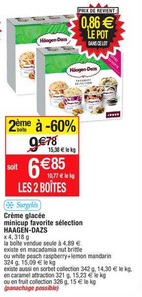 crème glacée minicup favorite sélection häagen-dazs