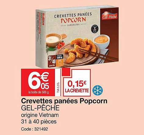 crevettes panées popcorn gel-pêche