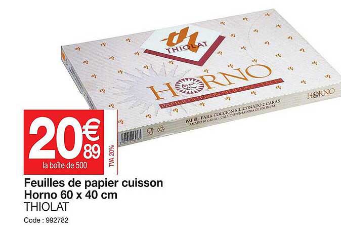 feuilles de papier cuisson horno 60 x 40 cm thiolat