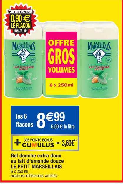 gel douche extra doux au lait d'amande douce le petit marseillais