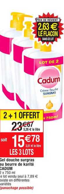 gel douche surgras au beurre de karité cadum