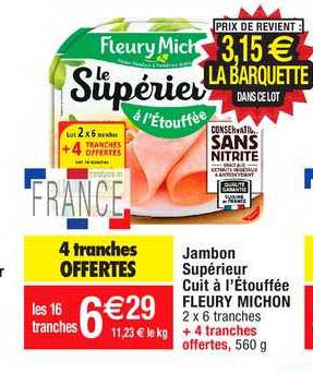 jambon supérieur cuit à l'étouffée fleury michon