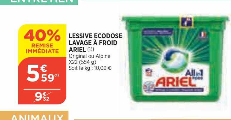 Lessive Ecodose Lavage à Froid Ariel