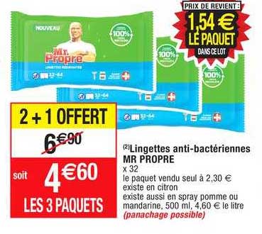 lingettes anti-bactériennes mr propre
