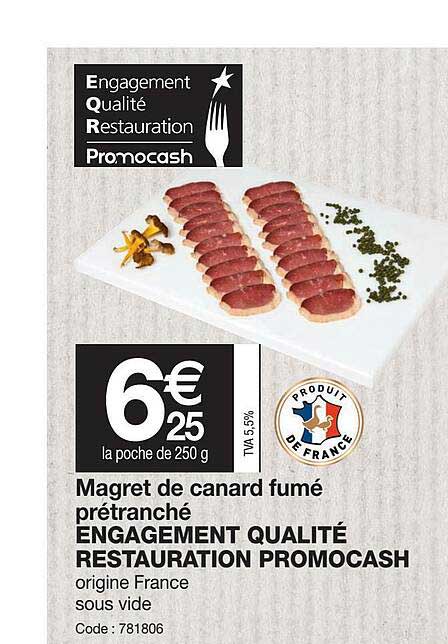 magret de canard fumé prétranché engagement qualité restauration promocash