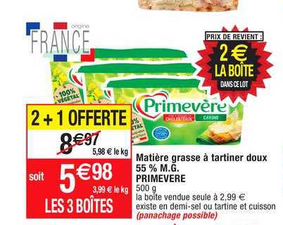 matière grasse à tartiner doux 55% m.g. primevère